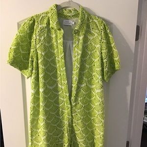Tanya Taylor Aliciana Eyelet Shirt Dress Sz 4 EUC